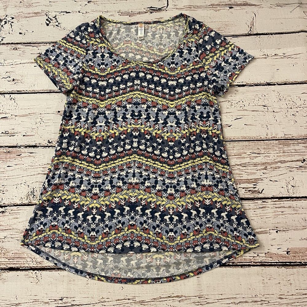 LuLaRoe‎ Mickey Mouse Disney Classic T Shirt Blue Yellow Size XS Top EUC